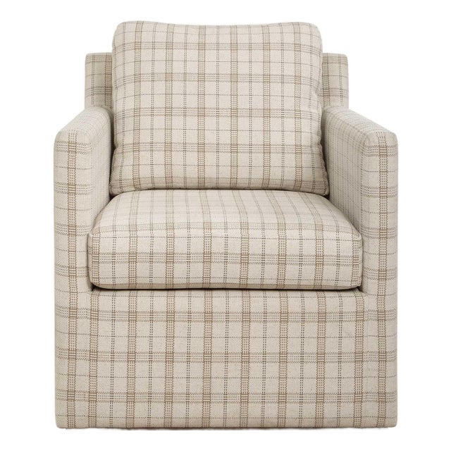 Basie Casual Linen Swivel Chair For Sale