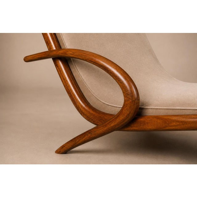 Rare Brazilian Modern Chaise Lounge in Caviúna and Mohair, John Graz, 1950s For Sale - Image 4 of 18