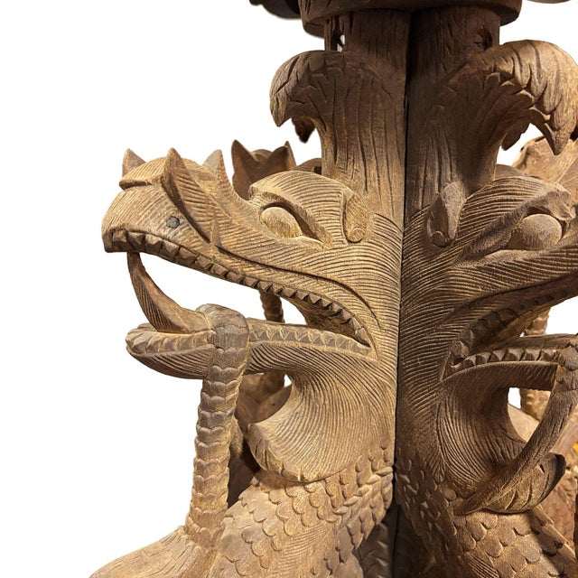 Anglo Indian Bombay Carved Serpent Wooden Blackwood Plant Stand For Sale - Image 4 of 6