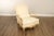 High Quality American Made Custom Upholstered Lounge Armchair with Antiqued Wood Frame