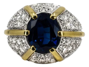 Late 20th Century Platinum Sapphire Dome Ring, Size 5