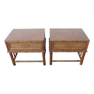 American of Martinsville Hollywood Regency Bamboo Nightstands a Pair 6449 For Sale