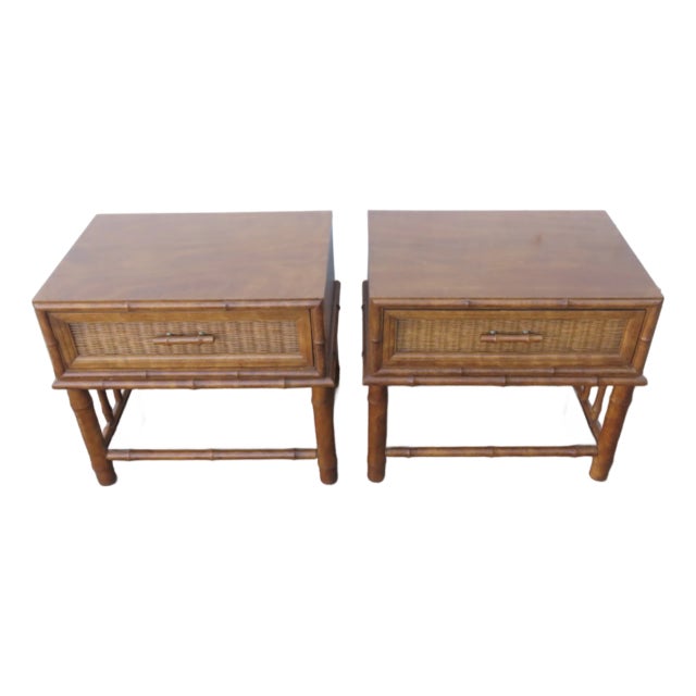American of Martinsville Hollywood Regency Bamboo Nightstands a Pair 6449 For Sale