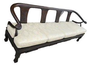 Vintage 1960's Chinoiserie Custom Wood Sofa