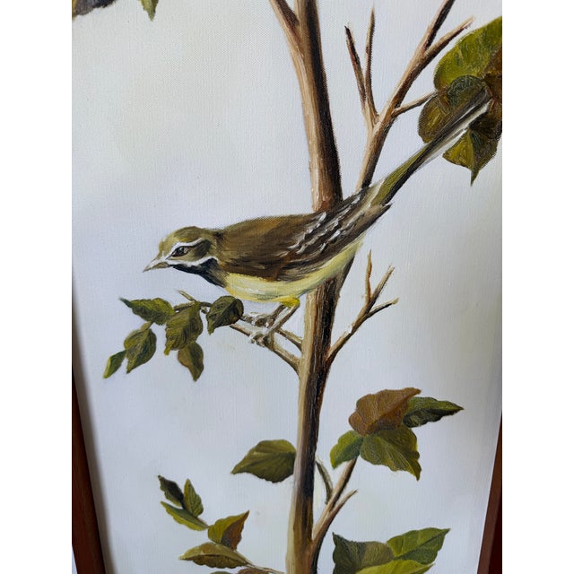 Green 1970’s Vintage Heon Tropical Botanical and Bird Oil on Canvas Paintings – Set of 4 Panels For Sale - Image 8 of 12