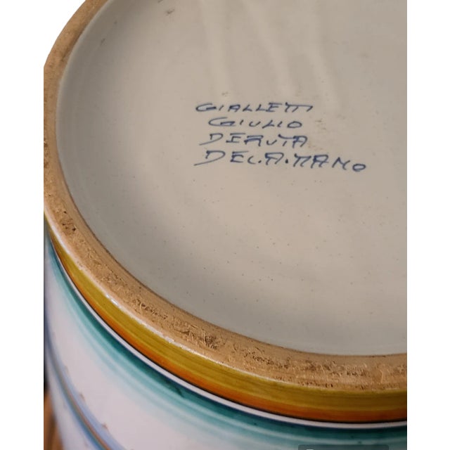 Vintage Monumental Size Gialletti Giulio -Deruta Hand Painted Italian Faience Floor Vase For Sale - Image 9 of 12