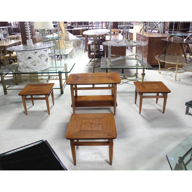 Set 3 Three American Burl Walnut Square End Side Occasional Tables Stands MINT! For Sale - Image 10 of 10