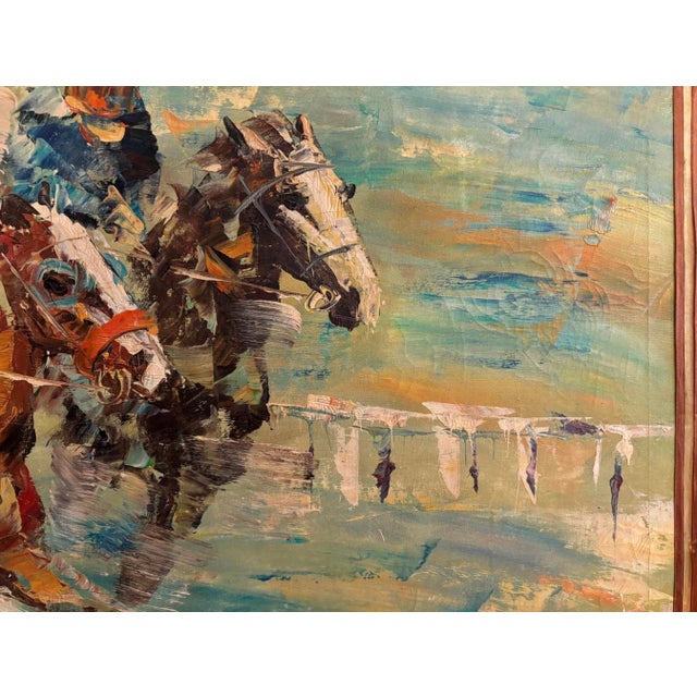 Mid-Century Modern Electrifying Equestrian Oil on Canvas by K. Martin For Sale - Image 3 of 12