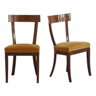 Biedermeier Chairs with Velvet Upholstery, 1840s, Set of 2 For Sale