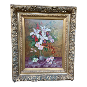 Late 19thC Cussenneers Floral Oil Painting Frame