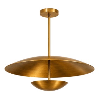 Handcrafted Solid Brass Layered Disc Pendant Light For Sale