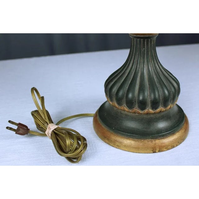 1960's Italian Gesso Painted Ribbed Urn Table Lamp For Sale - Image 9 of 13