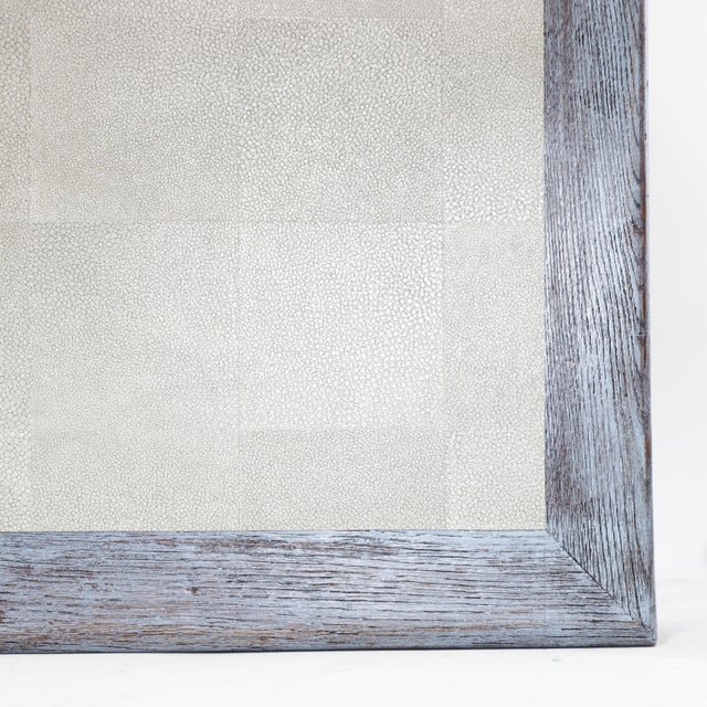 Sky Blue Vintage Swedish Blue-Grey Wash Wood Coffee Table With Ming Style Leg and Shagreen Top For Sale - Image 8 of 17