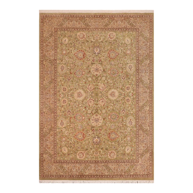 1980s Rena Green/Tan Wool Rug - 10'2'' X 13'9'' For Sale