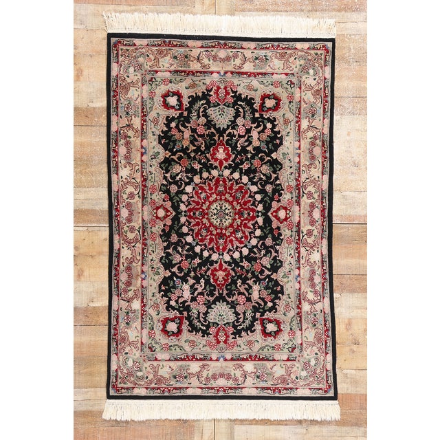Vintage Chinese Tabriz Wool & Silk Rug - 03'11 X 06'05 For Sale - Image 9 of 9