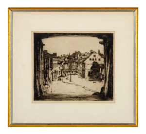 Sir David Young Cameron "Old La Roche" Etching, Belgium, 1907