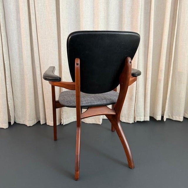 Blue 1950s Mid-Century Modern Sculptural Walnut Armchair by Boling Chair Co. For Sale - Image 8 of 10