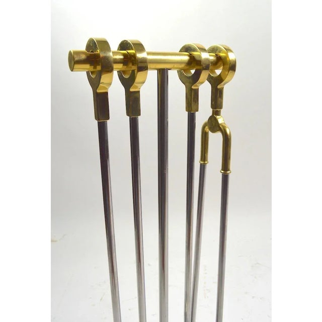 Chrome and Brass Fireplace Tools by Alessandro For Sale In New York - Image 6 of 10