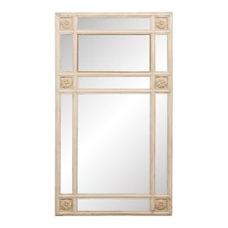 19th Century Antique French Glass Panel & Floral Mirror For Sale