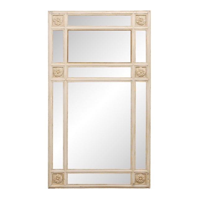 19th Century Antique French Glass Panel & Floral Mirror For Sale