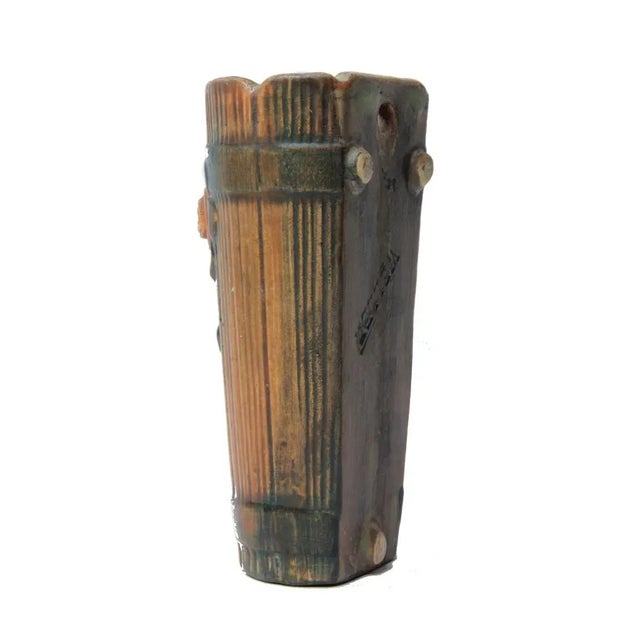 Weller Pottery 1920s Weller Wood Rose Pattern Wall Pocket For Sale - Image 4 of 8