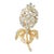 Large Crystal Gold Gilt Metal Flower Brooch For Sale
