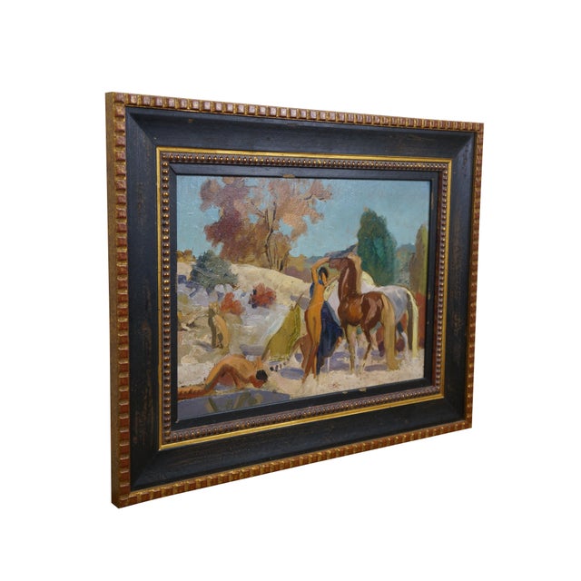 Beaux-Arts Late 20th Century Les Dioscures Expressionist Oil Painting on Board After Robert Eugène Pougheon For Sale - Image 3 of 11