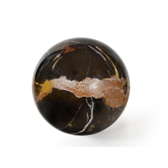 Late 20th Century Black Gold Onyx Orb Sphere Ball Figurine