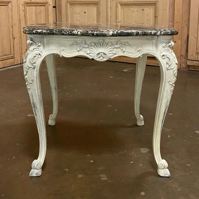French 19th Century French Regence Painted Marble Top Table For Sale - Image 3 of 11