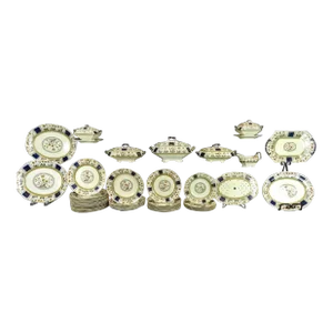 Late 19th Century Sampson and Hancock Norman Pattern 45 Piece English Cobalt Blue Dinner Service- 45