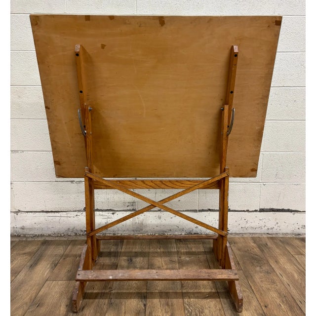 Early 20th Century Vintage Adjustable Drafting Table Drafting Desk With Cast Iron Slides For Sale - Image 5 of 8