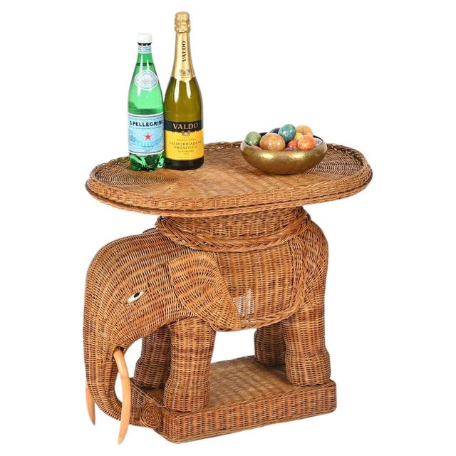 Large Rattan and Wicker Elephant Side Table from Vivai Del Sud, Italy, 1970s For Sale - Image 16 of 16