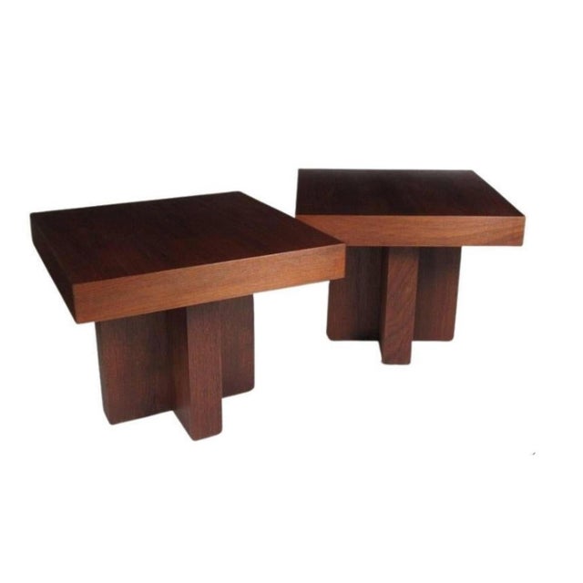 Pair of Milo Baughman style occasional tables Model #1922, circa 1960s. Architectural Modernist Design! Featuring...