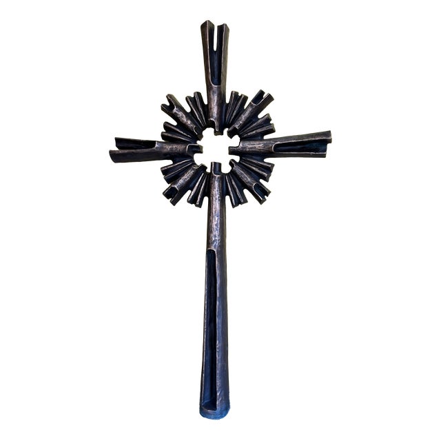 Wolfgang Haaf, Monumental Brutalist Bronze Cross / Wall Sculpture Attributed to Walter Haaf Germany, 1960s, 1960s, Bronze For Sale