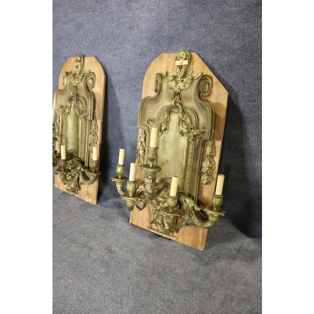 Early 19th C Palace Size French 5 Arm Pair Sconces For Sale - Image 10 of 11