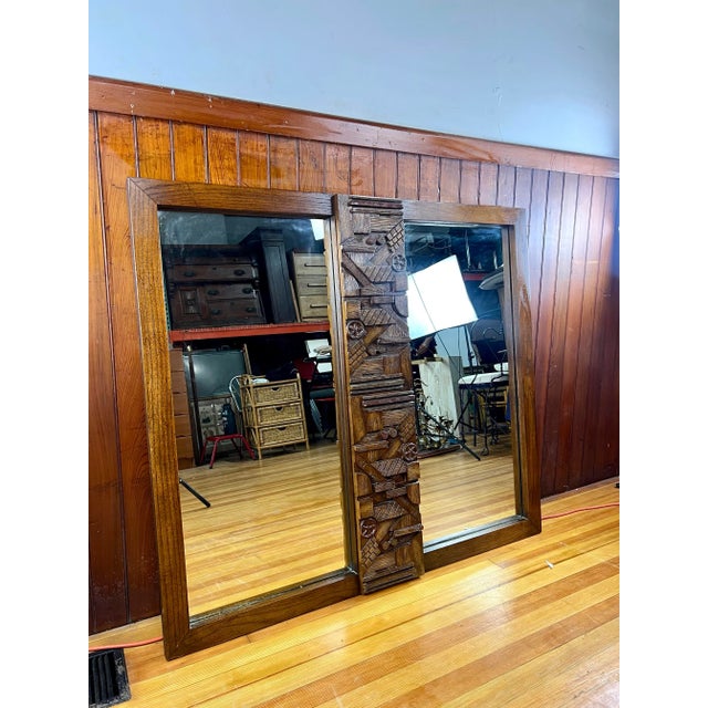 Lane  brutalist 1970s Pueblo Style Brutalist Dresser Mirror For Sale - Image 4 of 12