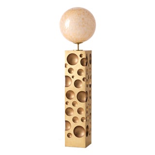 Floor Lamp with Marbled Glass Shade, Europe, 1970s For Sale