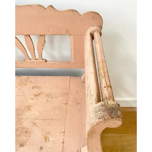 French Pink Settle Bench, Early 20th Century For Sale - Image 9 of 10