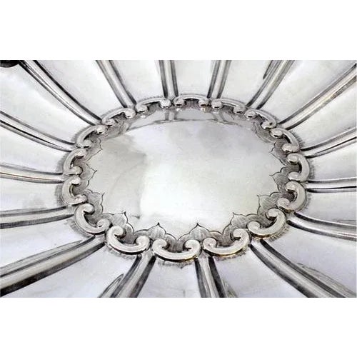 Shell-Shaped Silver Wall Tray with Reliefs and Floral Motifs For Sale - Image 5 of 8