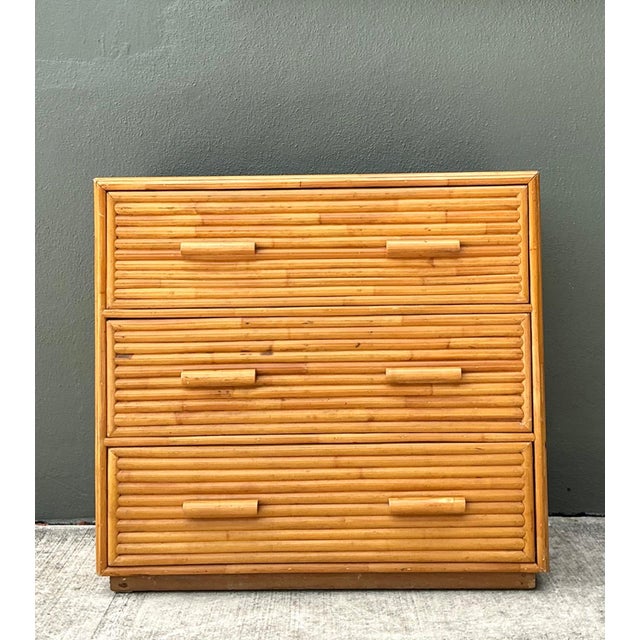 Wood Vintage Bamboo Three-Drawer Chest For Sale - Image 7 of 15