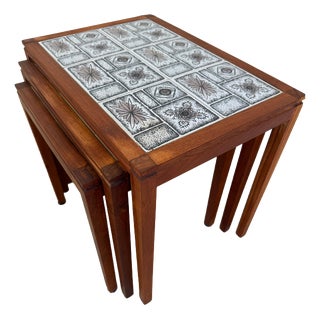 Nesting Tables in Teak and Danish Tiles, Set of 3 For Sale