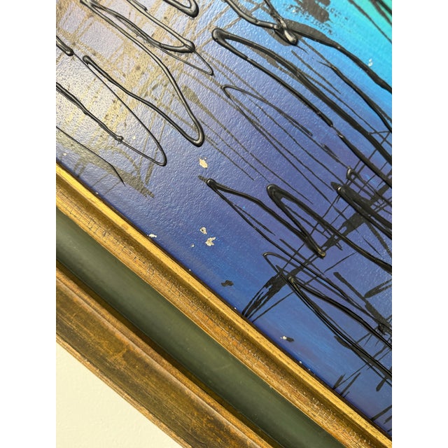 1970s Mid-Century Modern Harbor Boats Landscape Acrylic Painting on Board, Signed For Sale - Image 11 of 12