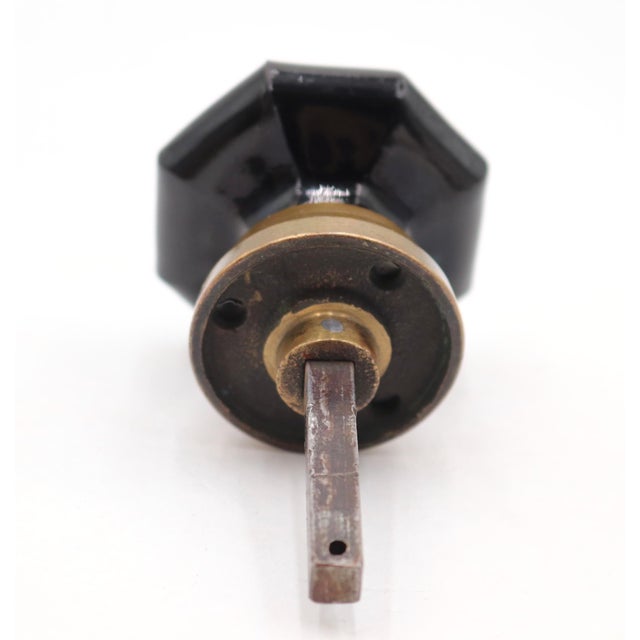 Mid 20th Century Antique Black Octagon Glass Wide Shank Door Knob For Sale - Image 5 of 5