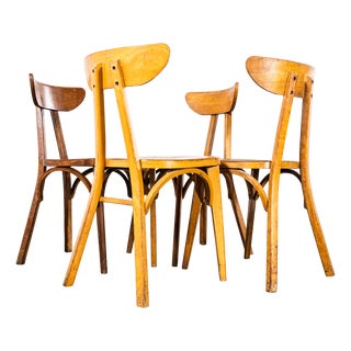 Harlequin Flat Seat Whale Tail Dining Chairs, 1950s, Set of 4 For Sale