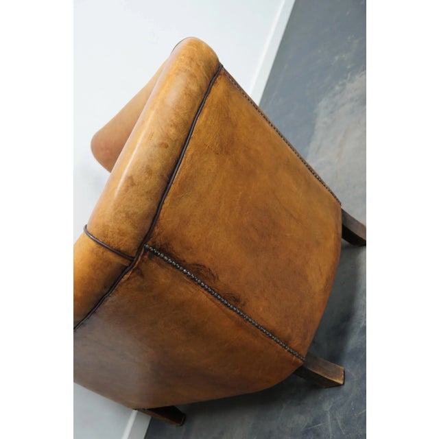 Vintage Dutch Cognac Colored Leather Club Chair For Sale - Image 10 of 14