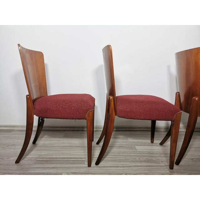 Brown Art Deco Dining Chairs by Jindrich Halabala, 1940s, Set of 4 For Sale - Image 8 of 18