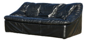 Black Leather Sofa by De Pas, D'Urbino and Lomazzi for Cinna, France, 1980s