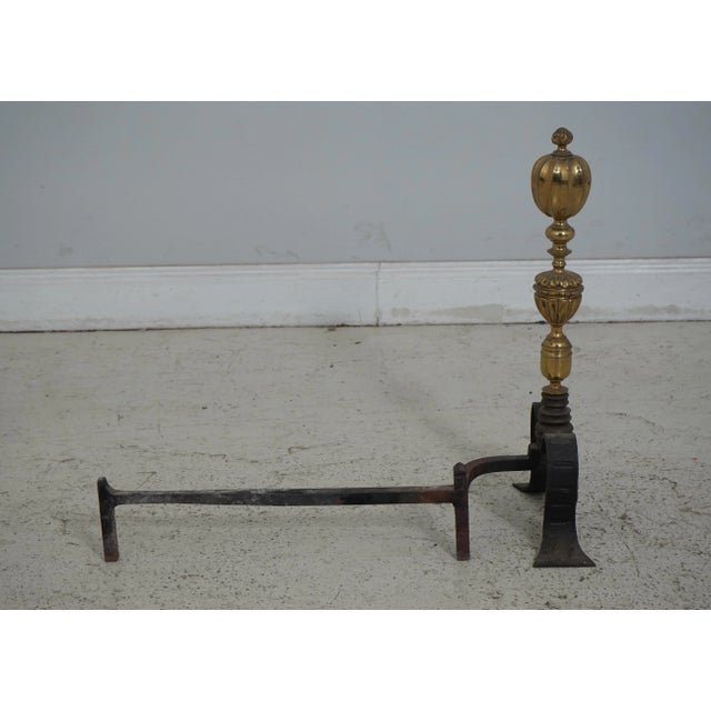 Pair Antique Brass & Iron Fireplace Andirons For Sale In Philadelphia - Image 6 of 11