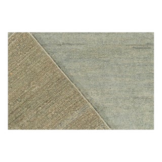 Rug & Kilim’s Contemporary Textural Tug in Gray and Blue Striae Simple Solid For Sale
