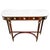 An elegant Louis XVI Revival console table with a slender, semi-elliptical silhouette and designed to sit flush against a...